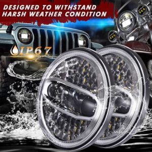 7 Led задвижваща фара с кръгла фара с Halo Ring за Harley For Jeep