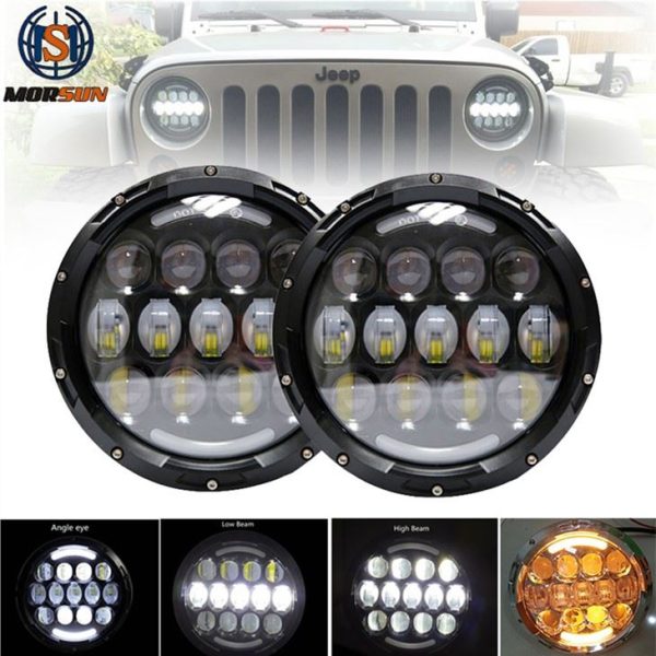 Morsun 7 инчов LED кръгъл 105W фарове за Wrangler JK автомобил фар с DRL Halo