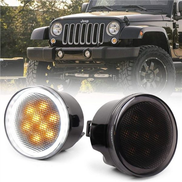 Morsun led завой сигнал светлина с Halo за джип Wrangler Jk 07-14 преден решетка светлина