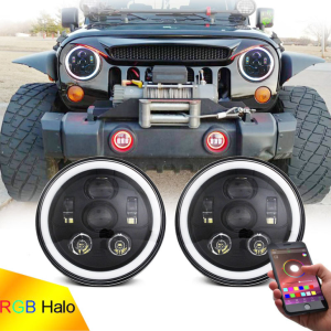 RGB Halo LED фара 7 инча за джип Wrangler JK JL многофункционален RGB фар